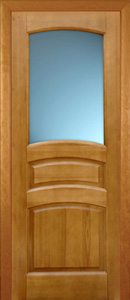 Межкомнатная дверь Поставского МЦ модель М9 ПО со стеклом лак под орех